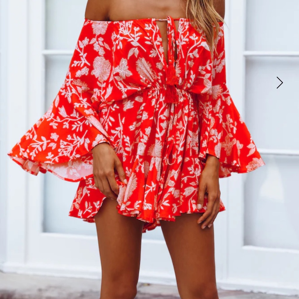 Floral off the shoulder romper